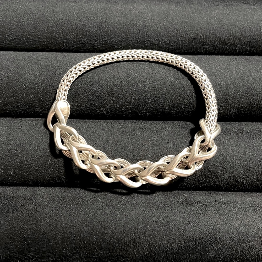 John Hardy Silver Sterling Silver Asli Woven Chain Bracelet.